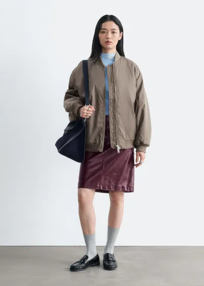 & Other Stories Long Bomber Jacket In Green