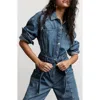 & Other Stories Long Sleeve Denim Jumpsuit In Blue Medium