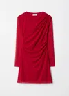 & Other Stories Long-sleeve Draped Mini Dress In Red