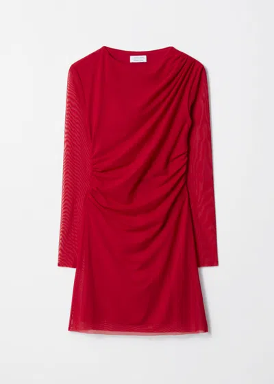 & Other Stories Long-sleeve Draped Mini Dress In Red