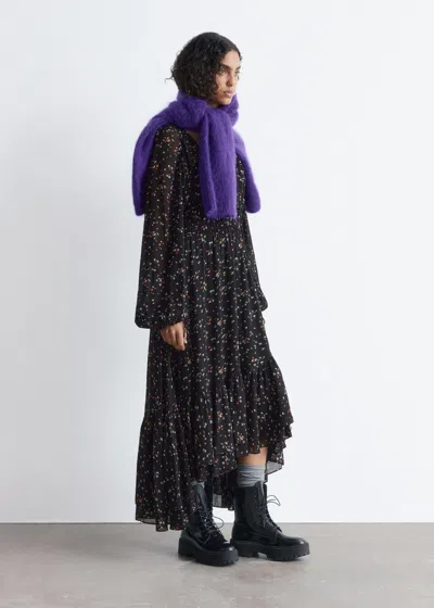 & Other Stories Long-sleeve Frilled Maxi Dress In Blue