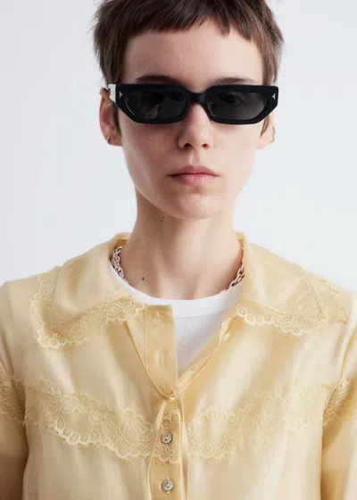 & Other Stories Long-sleeve Lace Blouse In Yellow