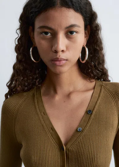 & Other Stories Long-sleeve Rib-knit Bodysuit In Brown