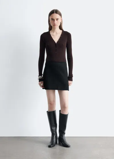 & Other Stories Long-sleeve Rib-knit Bodysuit In Brown