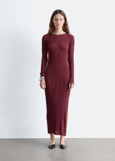& Other Stories Long-sleeve Rib-knit Midi Dress In Red