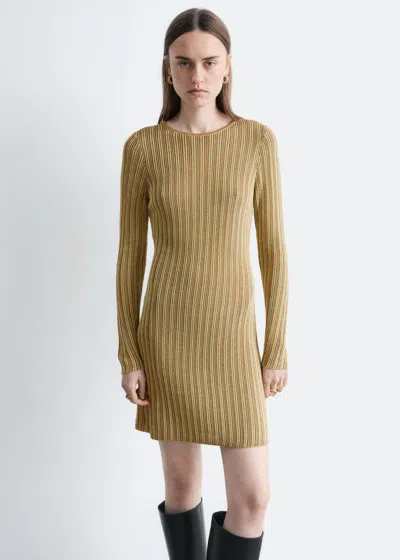 & Other Stories Long-sleeve Rib-knit Mini Dress In Green