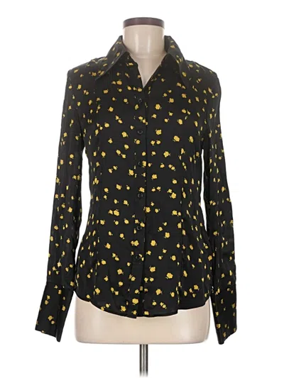 Pre-owned & Other Stories Long Sleeve Silk Top Black Polka Dots Pattern Tie Neck Tops
