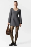& Other Stories Long Sleeve Tailored Minidress In Grey Medium Dusty