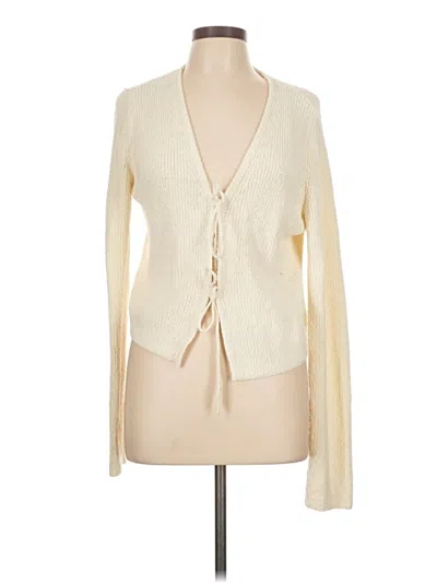 Pre-owned & Other Stories Long Sleeve Top Ivory Plunge Neckline Tops In White