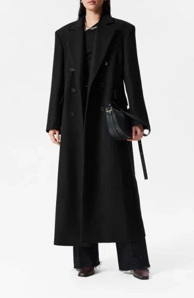 & Other Stories Longline Double Breasted Coat In Black