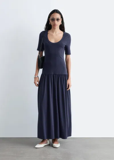 & Other Stories Longline Jersey Maxi Dress In Blue