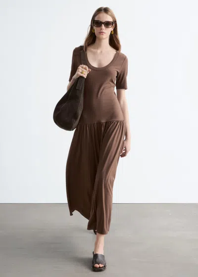 & Other Stories Longline Jersey Maxi Dress In Brown