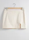 & Other Stories Satin Mini Skirt With Slit In Beige