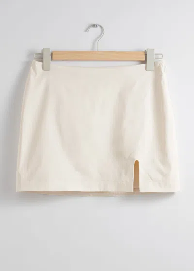 & Other Stories Low-waist Mini Skirt In Beige