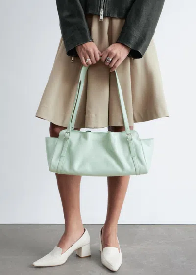 & Other Stories Low-profile Leather Shoulder Bag In Green