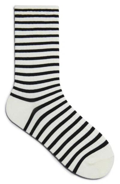 & Other Stories Marnie Stripe Rib Socks In White Dusty Light