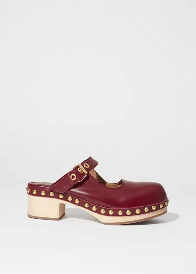 & Other Stories Mary-jane Leather Mules In Red
