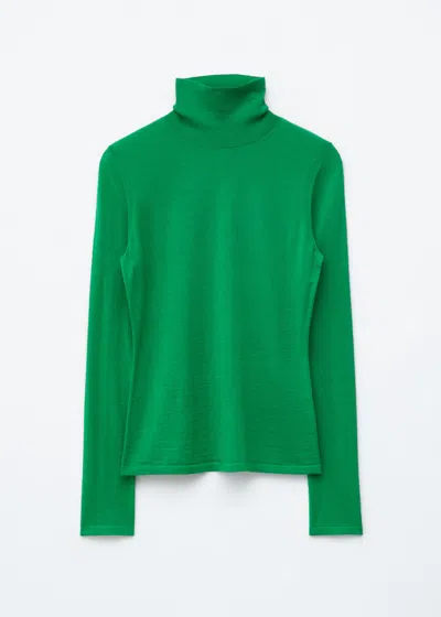 & Other Stories Merino Wool Polo Neck Top In Green