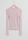 & Other Stories Merino Wool Ribbed Top In Pink