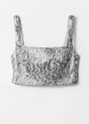 & Other Stories Metallic Jacquard Crop Top In Silver