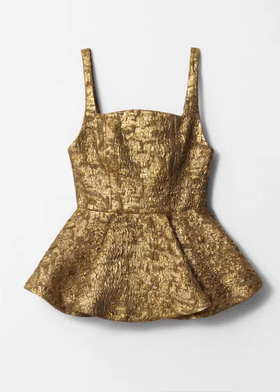 & Other Stories Metallic Jacquard Peplum Top In Gold