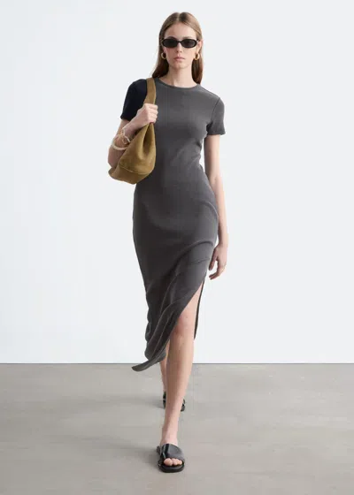 & Other Stories Midi Jersey Dress In Black