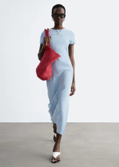 & Other Stories Midi Jersey Dress In Blue