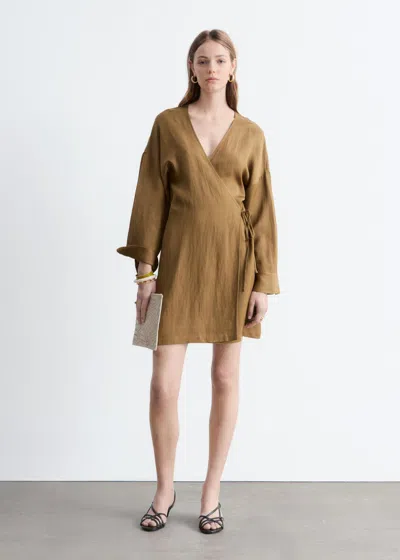 & Other Stories Mini Wrap Dress In Brown