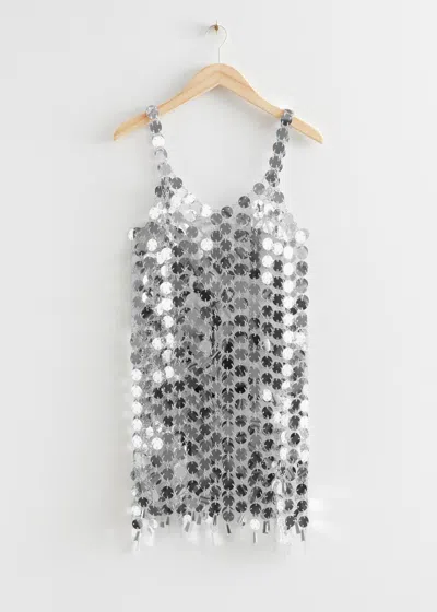 & Other Stories Mirrored Chainmail Mini Dress In Gray