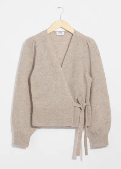 & Other Stories Mohair-blend Knitted Wrap Cardigan In Rust