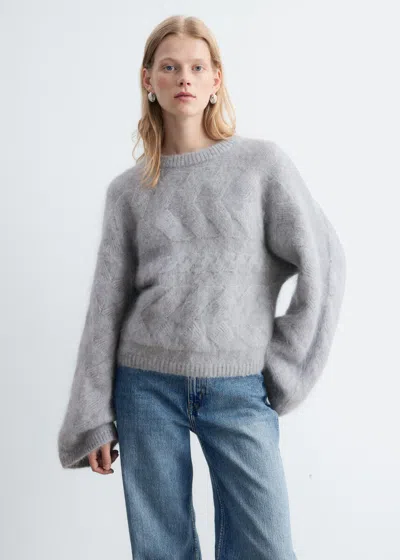 & Other Stories Mohair-blend Cable-knit Jumper In Gray