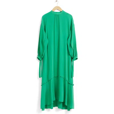 & Other Stories Mulberry Silk Long Sleeve Shift Dress In Green