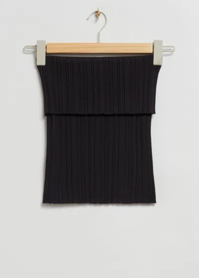 & Other Stories Off-the-shoulder Knitted Tube Top In Black