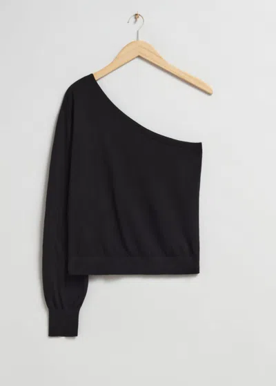 & Other Stories One-shoulder Merino Top In Black