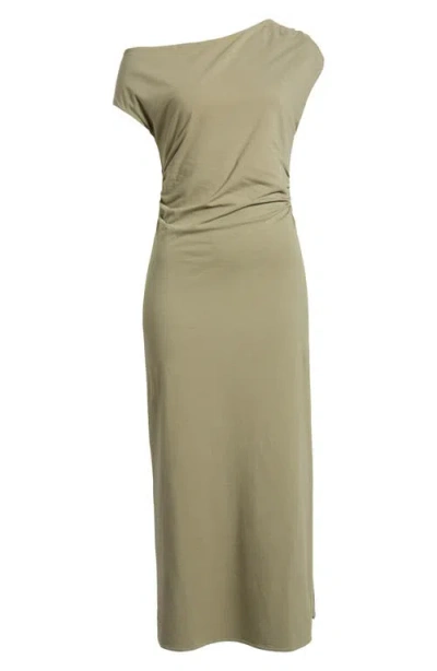 & Other Stories One-shoulder Midi Dress In Khaki Green Medium