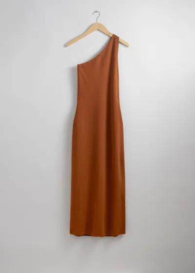 & Other Stories One-shoulder Midi Dress In Orange