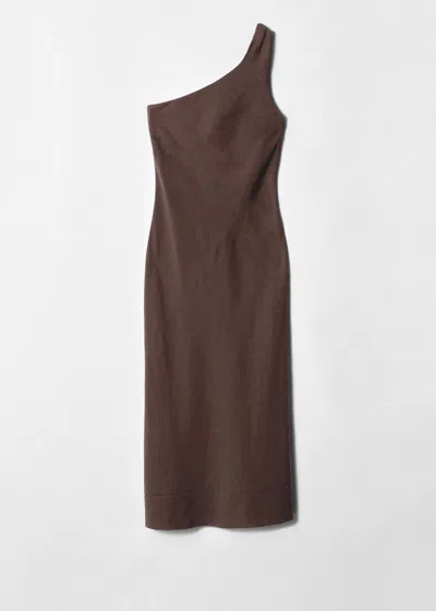 & Other Stories One-shoulder Midi Dress In Brown