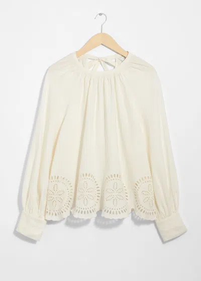 & Other Stories Open-back Linen Blouse In White
