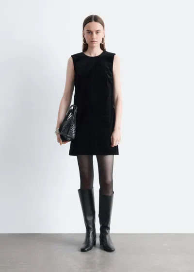 & Other Stories Open Back Velvet Mini Dress In Black