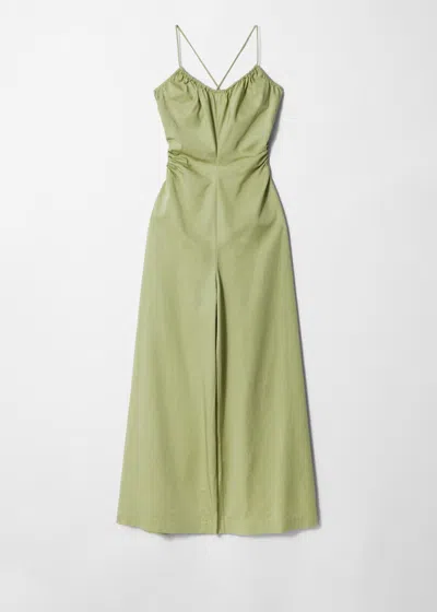 & Other Stories Open-back Wide-leg Jumpsuit In Green