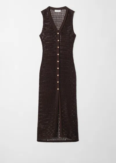 & Other Stories Open-knit Maxi Dress In Brown