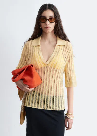 & Other Stories Open-knit Polo Top In Multi