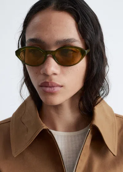& Other Stories Oval-frame Sunglasses In Black