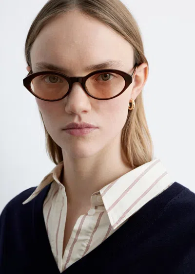 & Other Stories Oval-frame Sunglasses In Brown