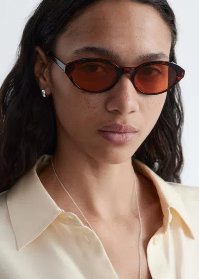 & Other Stories Oval-frame Sunglasses In Brown