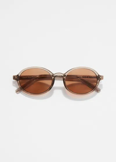 & Other Stories Oval-frame Sunglasses In Brown