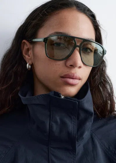 & Other Stories Oversized Aviator Sunglasses In Black
