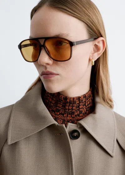 & Other Stories Oversized Aviator Sunglasses In Black