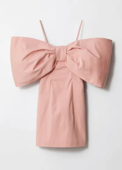 & Other Stories Oversized-bow Off-shoulder Mini Dress In Orange