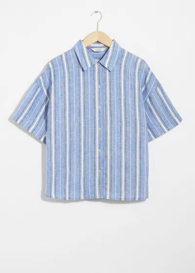 & Other Stories Oversized Linen Shirt In Blue